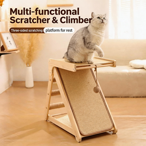 猫抓板猫窝一体式耐磨实木猫爬架不占空间剑麻垫猫跳台 - Product Image 1