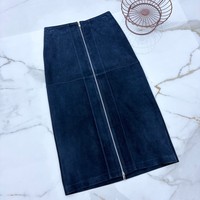Jupes en cuir suédé véritable en peau de mouton, longueur cheville, taille haute, ajustées, avec fermeture éclair YKK, pour femmes matures, idéales pour le bureau – Vente directe usine