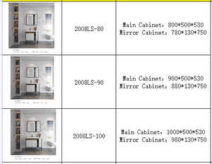 Gabinete de espejo de baño montado en el suelo resistente al agua moderno Chaozhou más vendido Tablero ecológico sin pintura para baño Vanit - Product Image 4