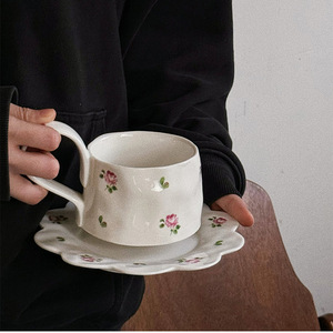 Vintage French Rose Floral Ceramic Coffee Mug and Saucer Set Reusable Dishwasher & Microwave Safe Gift Box Packaging - Product Image 6