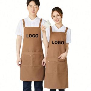 ผ้ากันเปื้อนผ้าแคนวาสสำหรับร้านอาหาร ป้องกันน้ำ ใช้ในงานครัว ผ้ากันเปื้อนเชฟสั่งทำได้ ผลิตจากผ้าโพลีเอสเตอร์และผ้าฝ้าย - Product Image 1