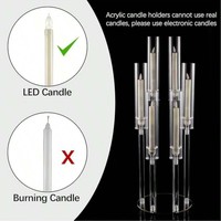 Candélabre moderne multi-bras en acrylique transparent, grand support à bougies pour la décoration de la maison, de la salle à manger, du cheminée, de l'hôtel, des mariages et des fêtes