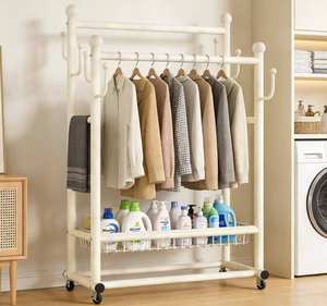 <span class=keywords><strong>Porte</strong></span>-vêtements autoportant en acier blanc crème, <span class=keywords><strong>grande</strong></span> capacité, pour chambre à coucher, intérieur, balcon, séchoir sur pied - Product Image 5