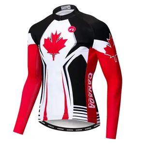 Ciclismo personalizzato Camicie Canada Uomini Manica Lunga Leggero Sport Equitazione Bicicletta Bike Cycling Jersey di Abbigliamento