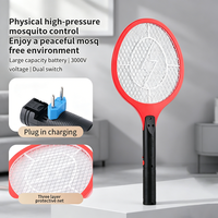 Raquette anti-insectes électrique haute tension à grille large, rechargeable et écologique
