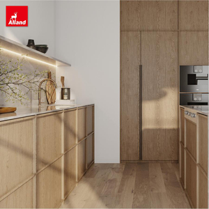 Armoire de cuisine AllandCabinet, style nordique Wabi Sabi Japandi, ferme, placage de chêne naturel, portes, garde-manger, rangement - Product Image 3