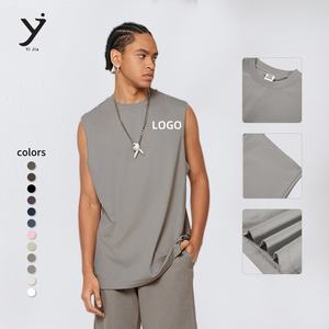 Camiseta sin mangas holgada sin mangas de color sólido de tela fresca de 230GSM con estampado personalizado, camiseta sin mangas de talla grande para gimnasio, camisetas sin mangas para hombre - Product Image 2