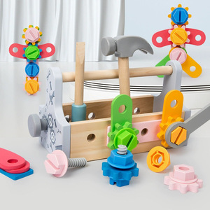 Juego de Herramientas de <span class=keywords><strong>Carpintero</strong></span>, Llave Inglesa Pequeña, Destornillador, Maletín de Madera, Combinación y Ensamblaje, Juguetes de Herramientas para Niños y Niñas - Product Image 2