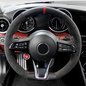 Housse de volant en Alcantara pour <span class=keywords><strong>Alfa</strong></span> <span class=keywords><strong>Romeo</strong></span> Giulia 2020 2021-<span class=keywords><strong>2022</strong></span> Stelvio <span class=keywords><strong>Tonale</strong></span> <span class=keywords><strong>2022</strong></span> Accessoires de voiture - Product Image 4