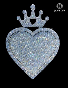 Proveedor Indio de Joyería Hip Hop de Lujo con Incrustaciones de Piedras, Colgante en Forma de Corazón, Venta al Por Mayor - Product Image 1