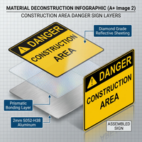 Panneau de signalisation routière extérieur personnalisé, 2 mm, haute visibilité, réfléchissant, pour zone de construction, signalisation de prudence pour avertissement routier