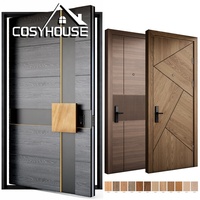 Porte d'entrée pivotante moderne en aluminium et porte intérieure en bois, solution de porte sur mesure pour projet résidentiel de villa