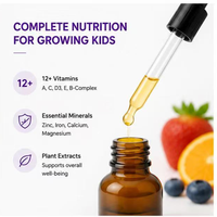 Complément alimentaire liquide multivitaminé et multiminéral pour enfants, spectre complet, pour la croissance quotidienne et le bien-être des enfants.