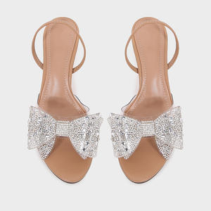 2025 femmes été nouvelles sandales à talons hauts <span class=keywords><strong>Beige</strong></span> <span class=keywords><strong>Transparent</strong></span> grand nœud orteil Sexy chaussures de plein air - Product Image 2