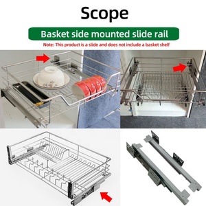 Modern 3 Fold Extension Soft Closing Kitchen <b>Drawer</b> Side Mounted Wire Basket <b>Slides</b> - Product Image 6