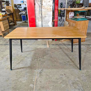Rectangular minimalist office <b>desk</b> with carbon steel legs, bamboo dining table, computer <b>desk</b>, student <b>desk</b>, home study <b>desk</b>, - Product Image 1