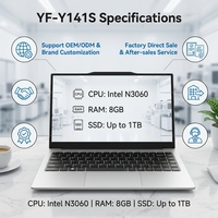 Ordinateur portable neuf de 14,1 pouces équipé d'un processeur Intel N3060 2 cœurs, résolution : 1920*1080, Windows 10. Ordinateur portable professionnel
