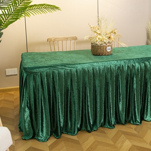 Nappe en velours froissé durable et réutilisable, jupe plissée ajustée, matériau personnalisé pour la décoration de salles de banquet haut de gamme - Product Image 1