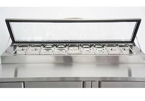 Yüksek Kaliteli Ticari Salata Dolabı, Delikli Tasarım, Dondurucu Teşhir Masası, Süpermarket Tezgahı Uygulaması, Cam Soğutma Sistemi - Product Image 4