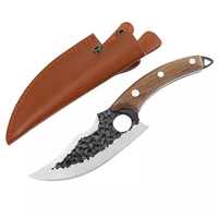 Couteau à désosser et à fileter portable, fait main, forgé en acier à haute teneur en carbone, avec manche en bois de noyer, écologique