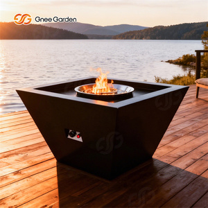 Table de foyer au gaz naturel en acier Corten, carrée, autoportante, avec télécommande et allumage électronique, fournie directement par l'usine - Product Image 5