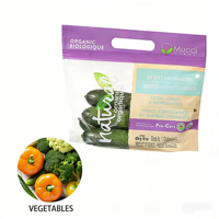 Emballage personnalisé YSH avec logo imprimé pour aliments surgelés, lait frais, fruits, légumes, résistant à l'humidité, avec trous perforés, fermeture éclair transparente en BOPP