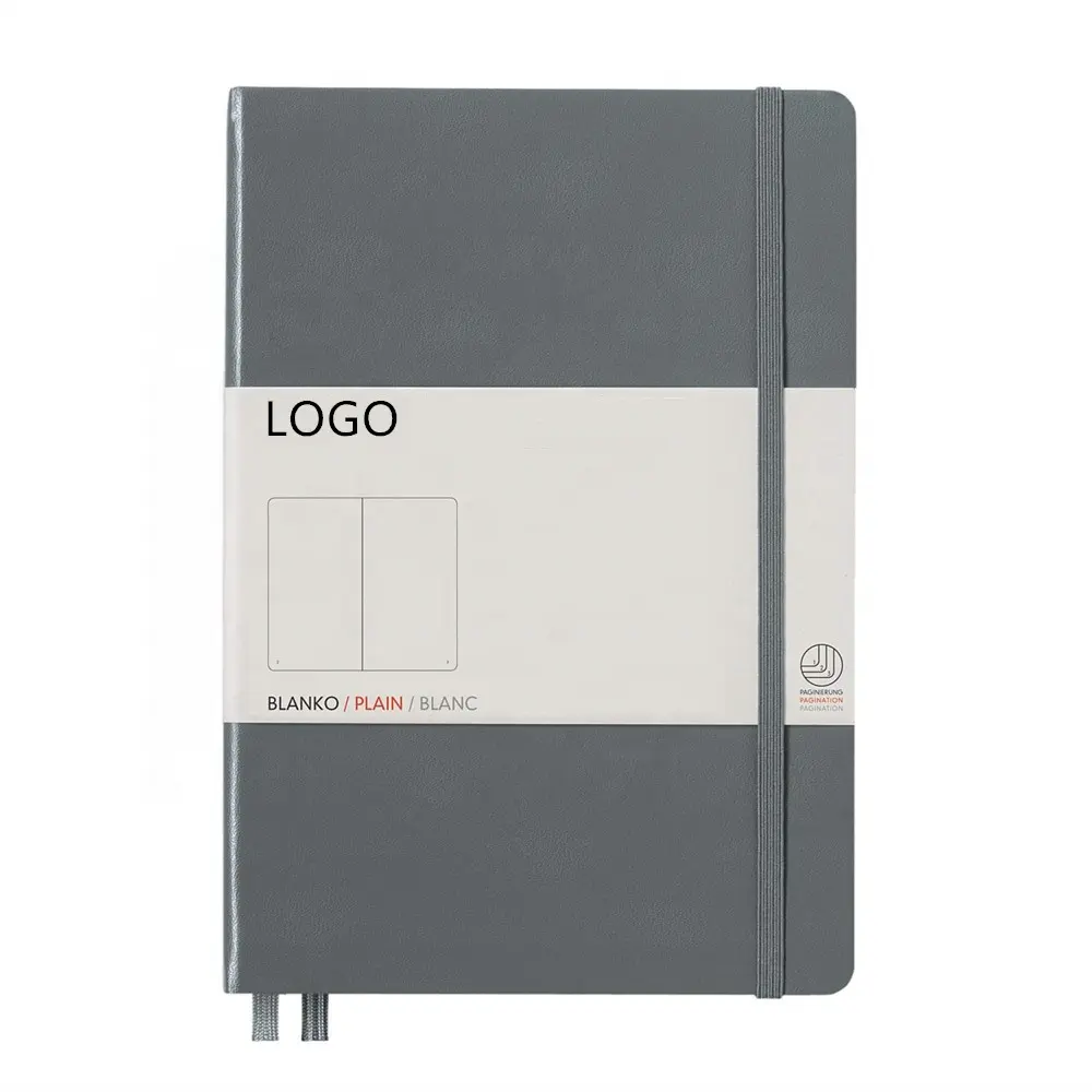 Benutzer definierte A5 Black Medium Hardcover Plain Anthrazit Notizbuch Journal