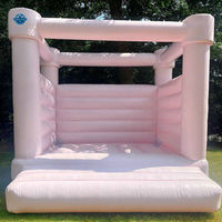 Château gonflable commercial plat pour enfants, mini château gonflable commercial avec pompe à air en rose pastel
