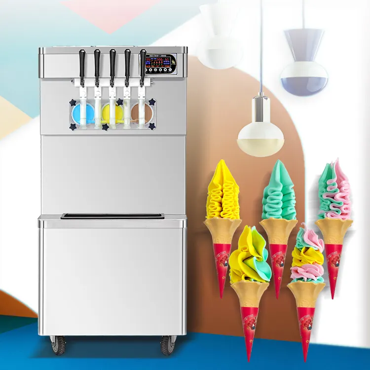 Desktop 5 sapori misti CE Rohs ETL soft serve macchina per gelato/cono gelatiera/yogurt <span class=keywords><strong>congelato</strong></span> macchina per gelato prezzo