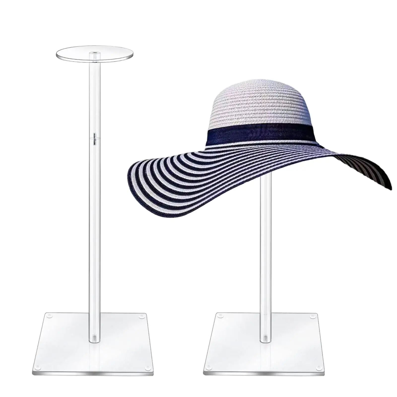 Gorro decorativo Fedora Cowboy Clear Hat Display Stand Acrílico Hat Rack con base redonda