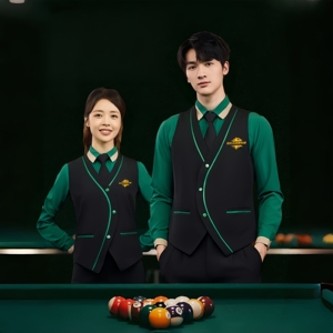 Uniforme de travail unisexe pour salle de billard, logo brodé personnalisé, tenue de serveur/<span class=keywords><strong>serveuse</strong></span> pour bar de snooker, salle de jeux - Product Image 2