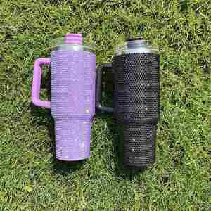 <b>Hot</b> Sale 40oz Beer Rhinestone Tumbler With Handle and Straw Vacuum 40 oz Reusable Bling Travel Mug - Product Image 4