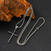 Collier croix en fil barbelé en acier inoxydable 316L pour hommes et femmes, pendentif croix à épines vintage punk gothique, bijoux imperméables, cadeau