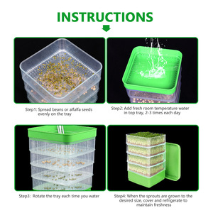 Kit de culture de micro-légumes et de pousses de haricots biologiques <span class=keywords><strong>à</strong></span> 4 niveaux empilables avec trous de drainage et plateau <span class=keywords><strong>d</strong></span>'<span class=keywords><strong>eau</strong></span> - Product Image 6