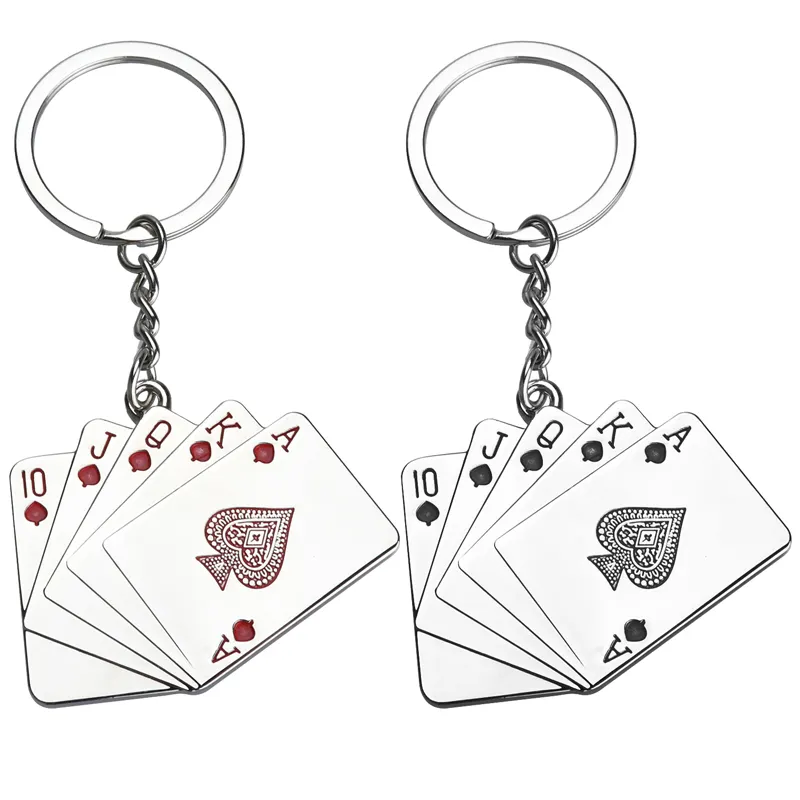 Nuovo Design Cool portachiavi in metallo di lusso portachiavi per auto portachiavi per Poker a catena del casinò ciondolo di colore per uomo donna regalo all'ingrosso