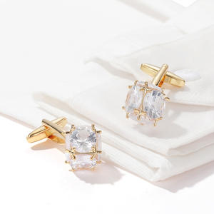 Mancuernillas para Hombre de Alta Calidad, Mancuernillas de Lujo con Diamantes, Mancuernillas Redondas de Circonio Dorado para Camisa - Product Image 6
