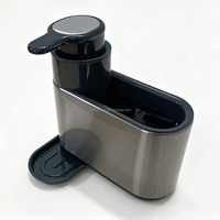 Organisateur d'évier 3-en-1 en acier inoxydable 430 avec distributeur de savon à pression - Support de rangement drainant pour éponge, chiffon et brosse