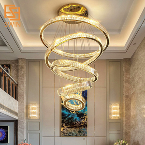 Thiết Kế Mới Trang Trí Trong Nhà Khách Sạn Biệt Thự Trung Tâm Mua Sắm Cầu Thang Lớn Sang Trọng Tùy Chỉnh Quá Khổ LED Đèn Chùm Pha Lê - Product Image 3