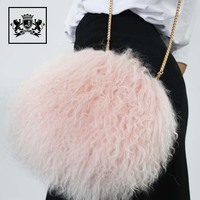 Sacs à bandoulière de haute qualité pour femmes, sacs à main en vraie fourrure d'agneau pour femmes
