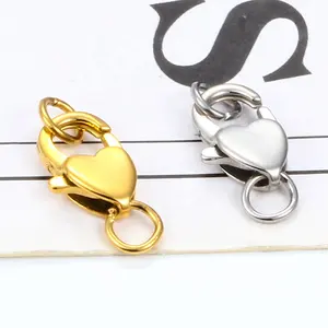 DIY Heart Shaped Lobster Clasps Connector For Jewelry Necklace Bracelet Making Metal Buckle Fittings