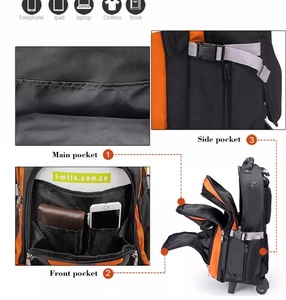 Mochila de Poliéster Resistente de Gran Capacidad <span class=keywords><strong>con</strong></span> Logotipo Personalizado, Mochila Impermeable <span class=keywords><strong>con</strong></span> <span class=keywords><strong>Ruedas</strong></span>, Mochila <span class=keywords><strong>con</strong></span> Carro - Product Image 6