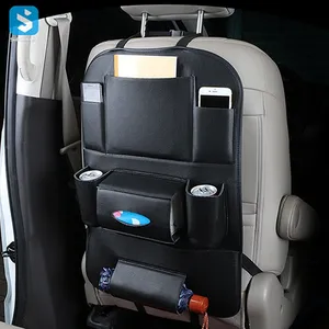 Car Seat Protector Pu Leather Car Backseat Organizer Auto Storage Pockets Cover Car Seat Back Protectors For Trip Kids Travel