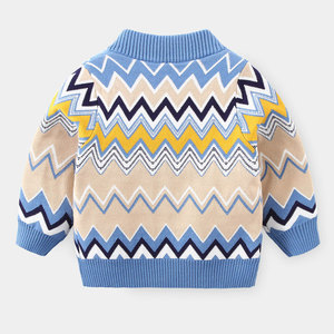 Cardigan en coton personnalisé pour garçon, avec fermeture éclair, plusieurs couleurs et motifs, pour bébé garçon, tricot à manches longues - Product Image 3