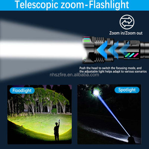 Siêu sáng chùm rộng dẫn ngọn đuốc ánh sáng đèn flash ánh sáng tầm xa không thấm nước Loại-C có thể sạc lại hợp kim nhôm đèn pin - Product Image 5