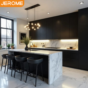 Meubles de <span class=keywords><strong>cuisine</strong></span> modulaires en bois noir de luxe sur mesure Jerome pour projet de villa - Product Image 2