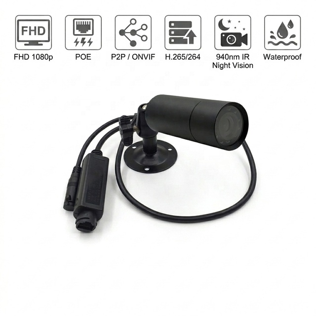 HD 2MP 940nm Infrared Night Vision POE Camera Outdoor Waterproof Security  Mini Bullet CCTV IP Network Video P2P Camera