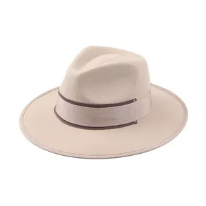 2022 all'ingrosso New Fashion Fedora Panama cappelli Unisex 100% feltro di lana cappello Fedora a tesa larga