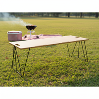 Table pliante d'extérieur en bambou - Légère pour pique-nique, pêche et barbecue - Mobilier d'extérieur