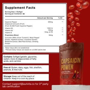 Cápsulas de Capsaicina OEM Más Vendidas, 12 en 1, Cápsulas Blandas de Pimienta de Cayena, Apoyo al <span class=keywords><strong>Metabolismo</strong></span> para Adultos, Antioxidante, Sin Gluten - Product Image 3