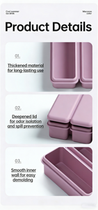 Moule à glaçons longs en silicone avec couvercle - Parfait pour les gobelets Stanley, les tasses et toutes les tailles de gobelets, empilable et anti-poussière - Product Image 4